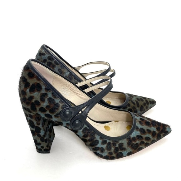 BODEN Calf Hair Leopard Block Heel Pumps in Gray Size 6 (37) - Picture 9 of 11